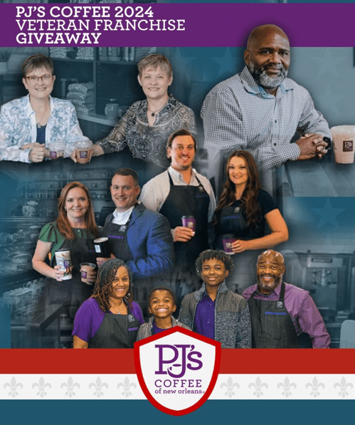 PJ's Coffee Veteran Franchise Giveaway Poster